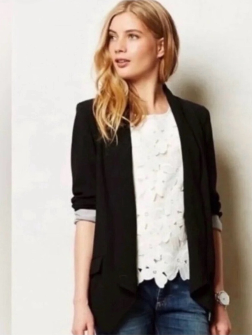Cartonnier Black Open-Front Blazer Jacket
